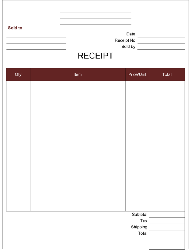 free hotel receipt template pdf